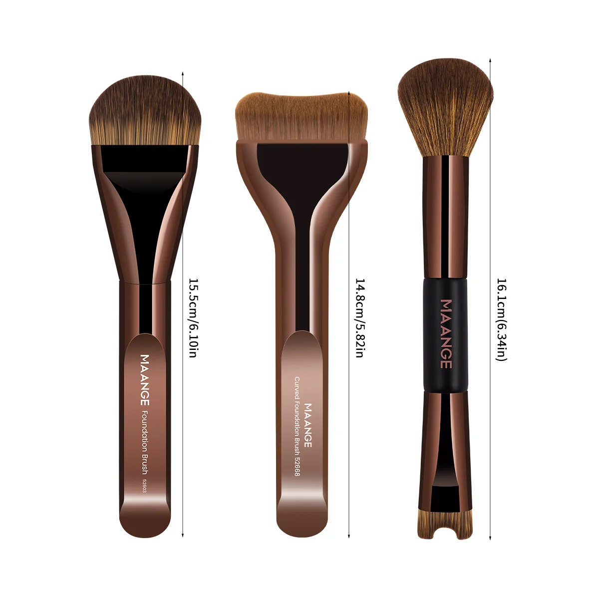 MAANGE 3 pièces pinceaux de maquillage pour fond de teint pinceaux pour masque supérieur Ultra mince pinceau en forme de U pour Contour du nez pour brosse d'ombre de nez à Double tête