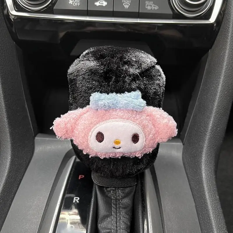 Sanrio Car Gear Lever Handbrake Lever Plush Protective Cover Hello Kitty My Melody Cartoon Warm Car Decoration Accessories Gift