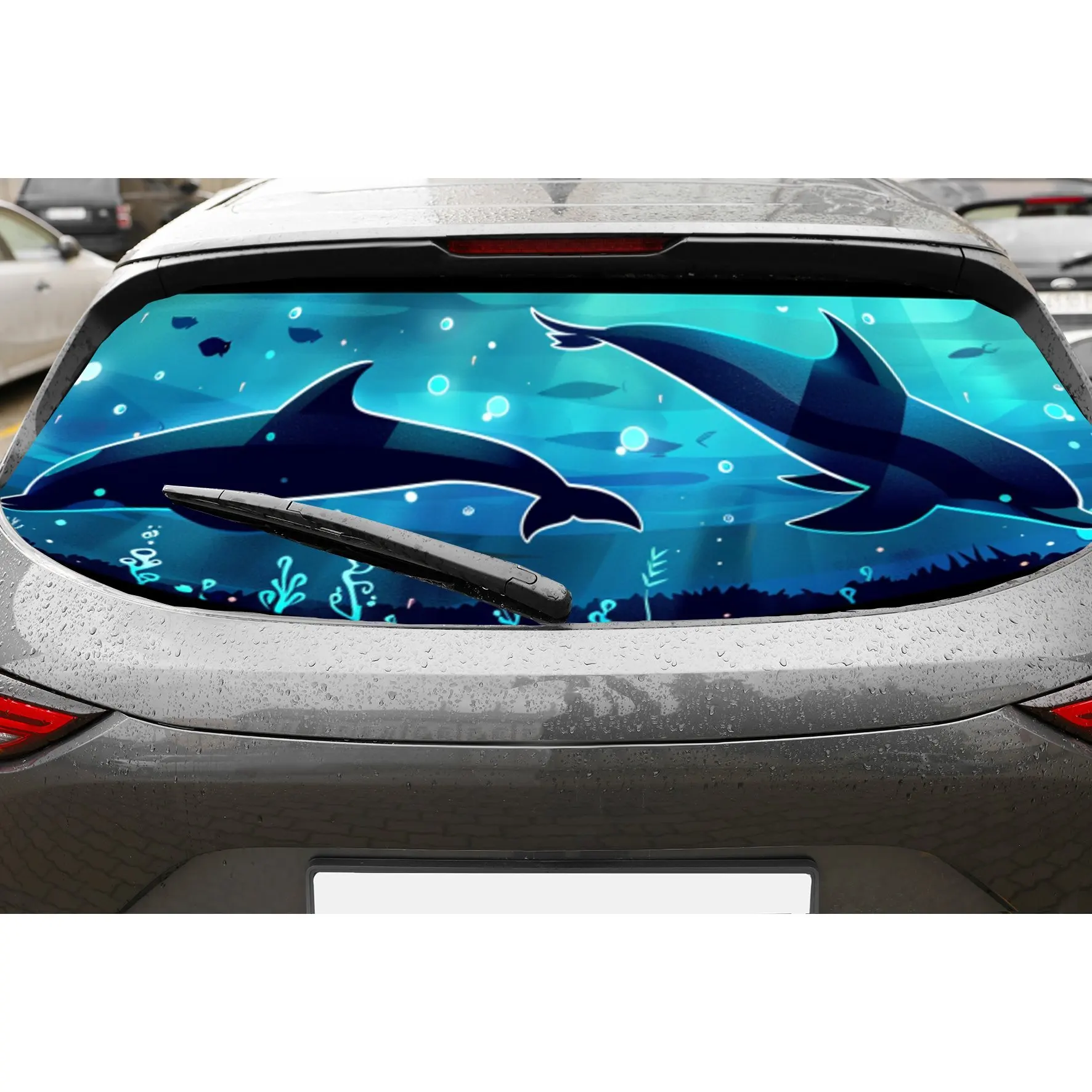 

Ocean Dolphin ПВХ перфорированные автомобильные виниловые обертывания, прочная наклейка на заднее лобовое стекло автомобиля, водонепроницаемая наклейка на заднее окно автомобиля, Privacy Enh