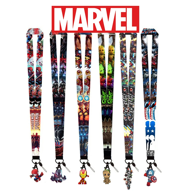 New Marvel animation cartoon lanyard cell phone neck polyester heat transfer webbing Spider-Man Team USA Batman cell phone rope