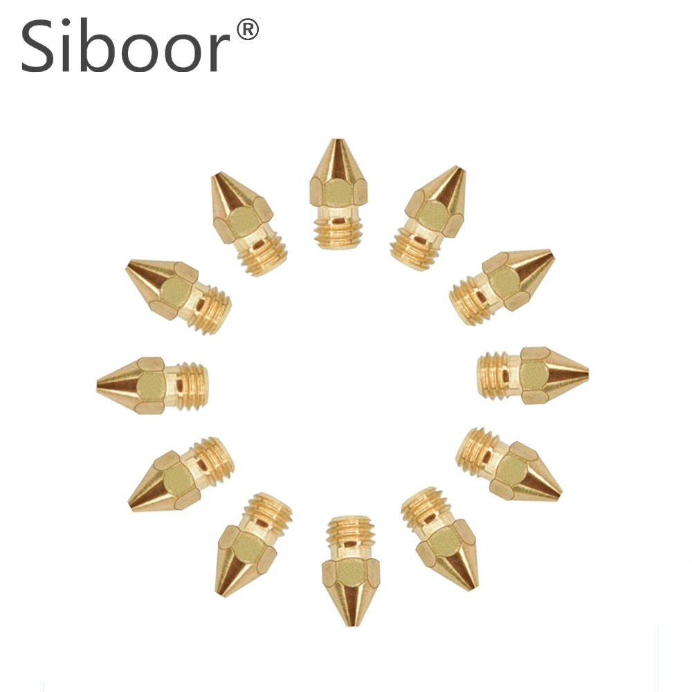 10Pcs MK8 Messing Mondstuk 0.2Mm 0.3Mm 0.4Mm 0.5Mm Extruder Printkop Nozzle Voor 1.75Mm CR10 CR10S Ender-3 3D Printer Accessoires