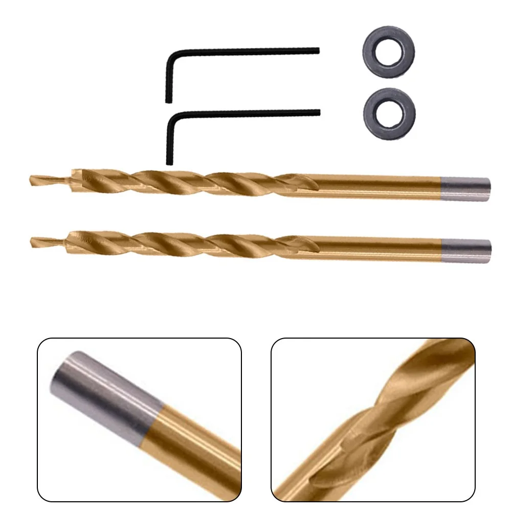 1set 9/ 9.5mm Round Shank Hss Step Drill Bit For Pocket Hole Drill Jig Guide Woodworking Hole Drilling Guide Locator Tool Parts