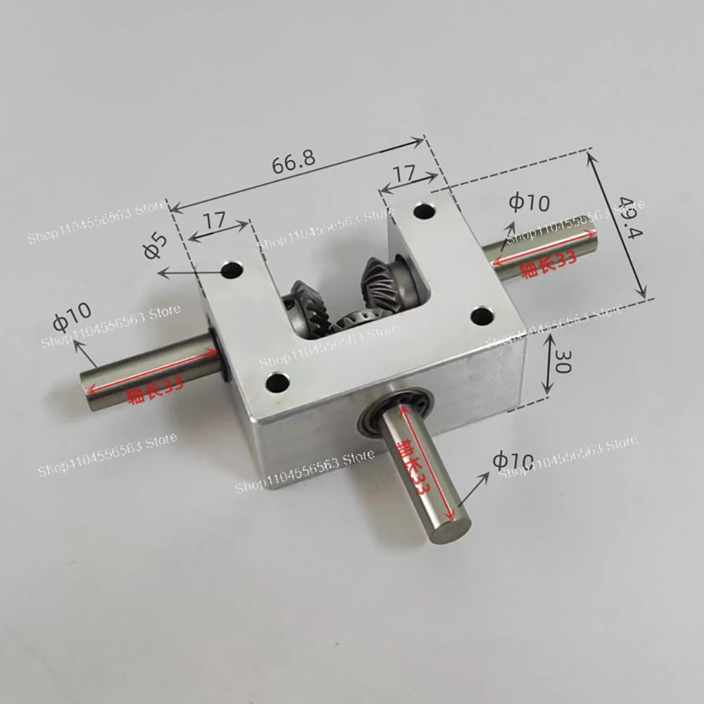 90 Degree Differential Gearbox 1:1 Spiral Bevel Gear with 6/8/10mm Output Shaft, Reversible Compact Corner Device