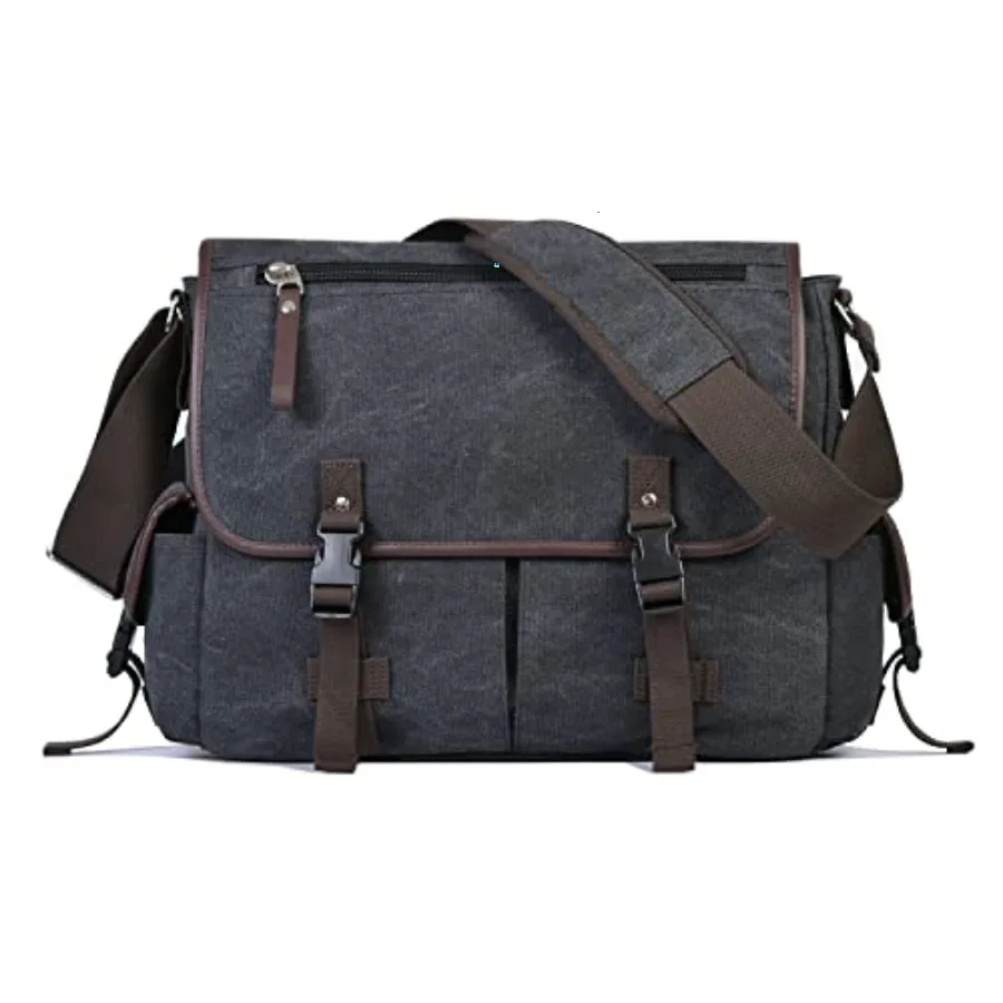 

15.6 Inch Laptop Messenger Bag for Men Women, Canvas Computer Shoulder Bag, Work Briefcase for Business College Travel Anti-the