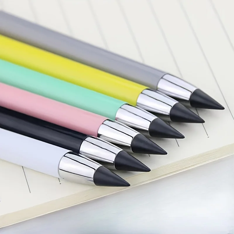 6pcs No Sharpening Everlasting Pencil with Eraser Macaron Color Durable Creative Pencil School Supplies