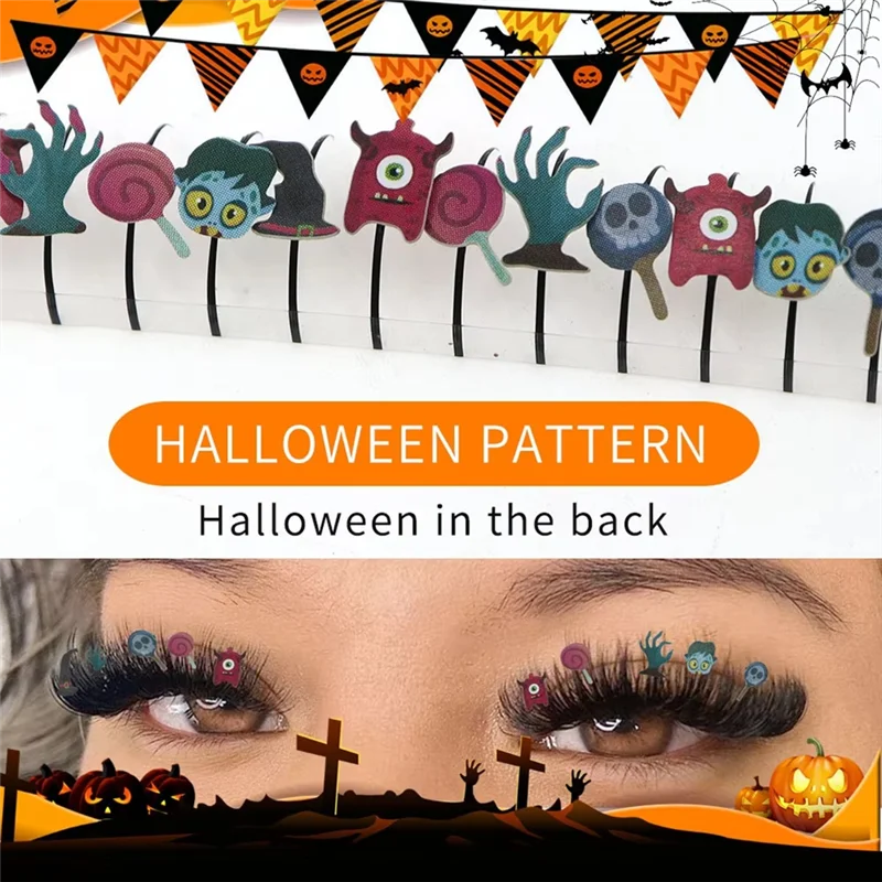 

AA20-Halloween False Eyelash Extensions Colorful Cosplay Eyelashes Decoration Accessories For Christmas Women Makeup