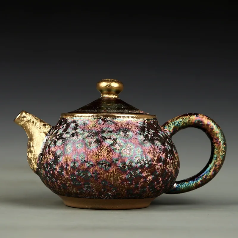 Multicolor Transformed into Colorful Side-handled Potgilt Tea Set Transformed Tianmu Coarse Pottery Filter Teapot Gift Tea Pot