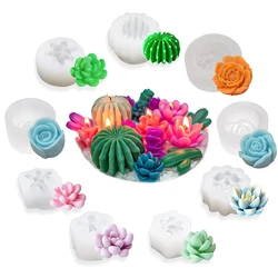 Silicone 3D Candle Mould Flower Rose Shaped Succulent Plants Household DIY Drip Glue Mold Aromatherapy Gypsum Candles TMZ