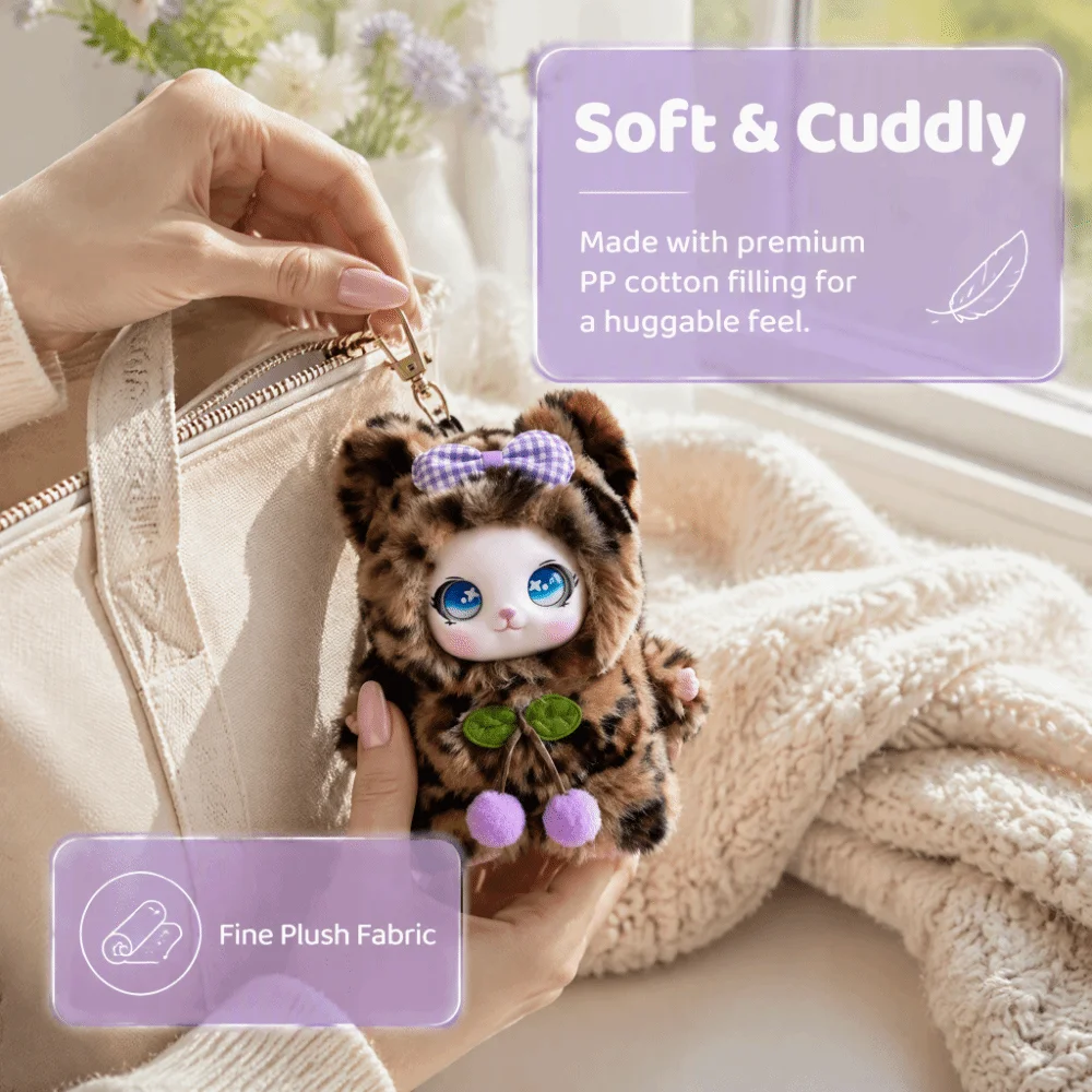Kawaii Soft Bear Keychain Cute Stuffed Vinyl Face Figure Trendy Collectible Hanging Decor Stuffed Animal Bag Charm Car Key