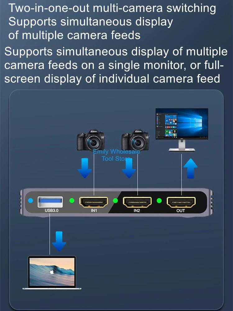 Video dual channel capture card DSLR camera, phone 4K high-definition input, computer live streaming, YUY2 recording box