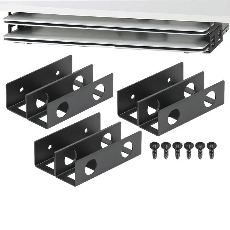 Under Desk Storage Shelf Double Layer Keyboard Under Desk Rack Under Desk Shelf Holder With Anti-Scratch Silicone Pad Desk