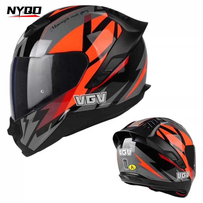 Full Face Motorcycle Helmet with Large Spoiler, Bluetooth Ready Racing Motorbike Helmet for Men Women, 4 Season Safety Helmet