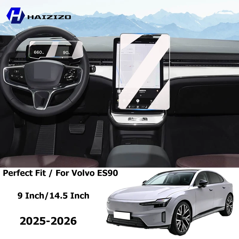 Para Volvo ES90 2025-2026: Película protetora de tela antirreflexo para interior de carro, console, GPS, tela LCD, película de vidro temperado