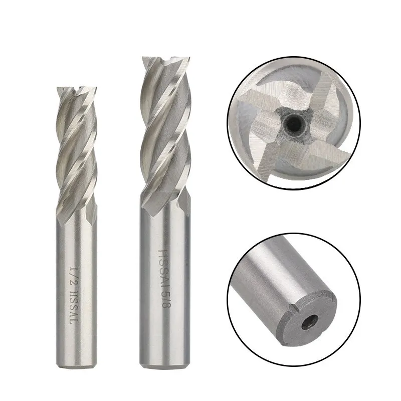 XCAN Inch HSS End Mills 4 Flutes Carbide Milling Cutter End Mills For Cnc Maching Metalworking CNC Router Bit 5/6/8pcs