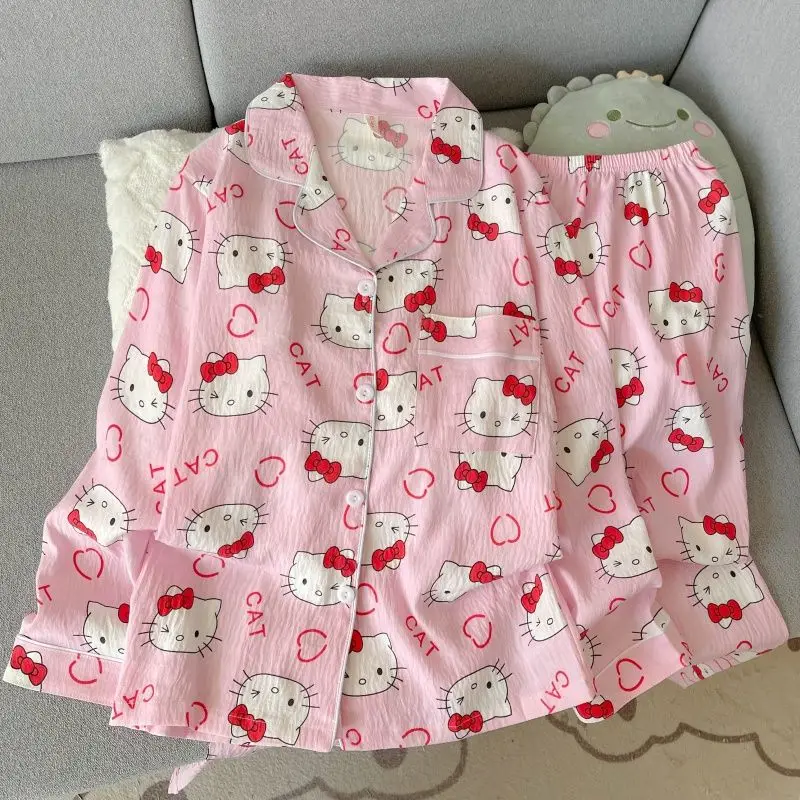 

Hello Kitty Womens Fall Cloud Cotton Pajama Set 2Piece Long Sleeve Pants Comfy Lightweight Loungewear