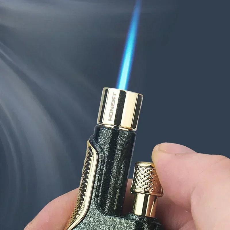 Pistolet de soudage honnête, Jet de flamme coupe-vent, briquet à gaz Butane, grande capacité, entrepôt d'huile, allume-cigare Portable pour l'extérieur, pour fumer