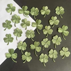 9PCS/Green Fabric Leaves Applique Patch Thermocollant,Lucky Clover Flower Embroidery Iron on Patches,DIY Clothes Sewing Sticker