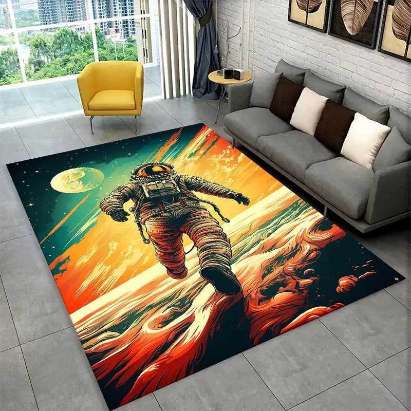 Cartoon Astronaut Spaceman Planet Large Area Rug Non-slip Carpet for Bedroom Living Room Sofa Doormat Home Decor Floor Mat Gift
