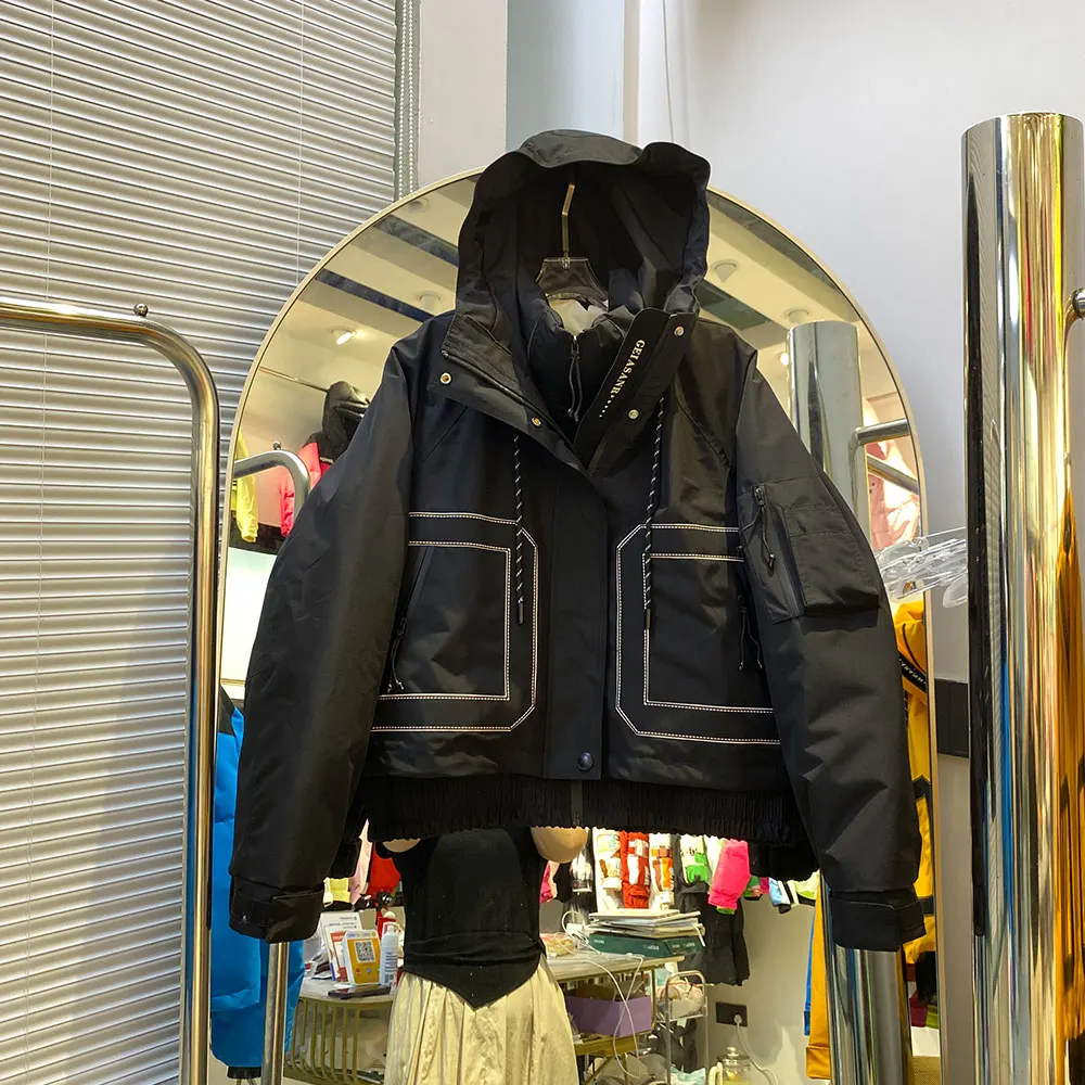 2025年冬 ダックダウンコート レディース ショート丈 フード付きパーカー ハケット 取り外し可能なインナー付き ツーピース アウターウェア