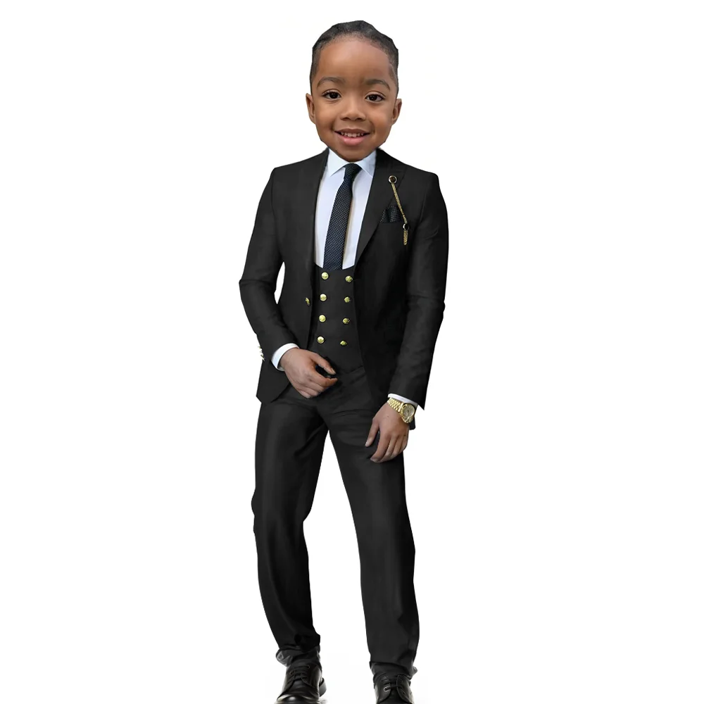 Classic Boys Blazer 3 Piece Suit Elegant Wedding Kids Tuxedo Formal Jacket Pants Vest Fashion Design Boys Custom Clothes 2-16 T