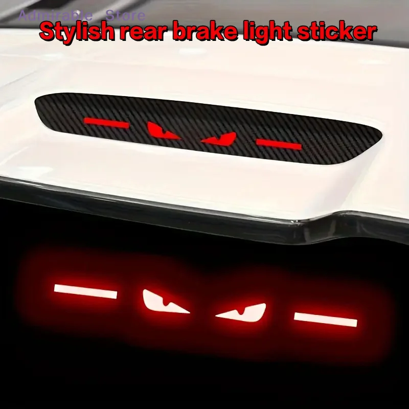 wNew Car High Brake Light Sticker Rear Brake Light Decorative Sticker Luminous Brake Decorative Cover Devil Eye