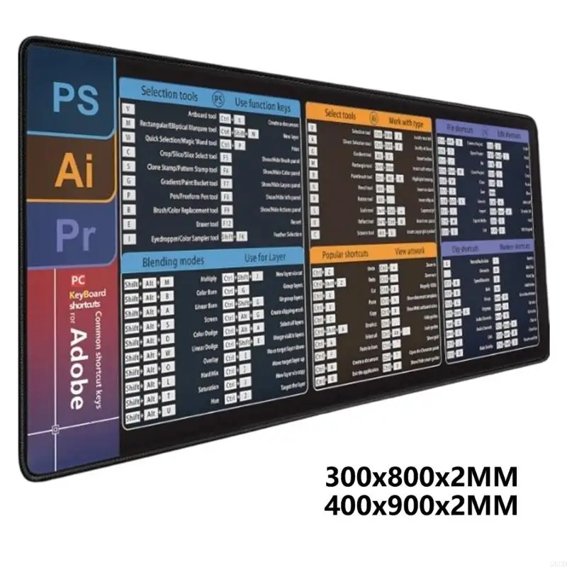 G6DD NonSlip Computer Mats with Excels and Word Shortcut Waterproof Desk Pad for Office Use and Gaming