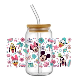 MINISO Xmas Friends Cartoon Collection UV DTF Cup Wraps Minnie 3D Waterproof Transfer Stickers for 16oz Libby Can Mugs