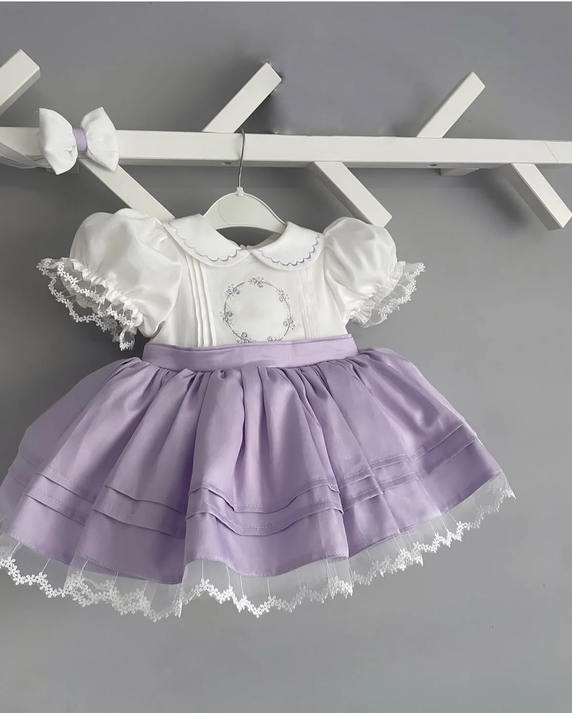 0-12Y Baby Girl Summer Purple Embroidery Vintage Princess Dress for Birthday Photography Holiday Eid B55