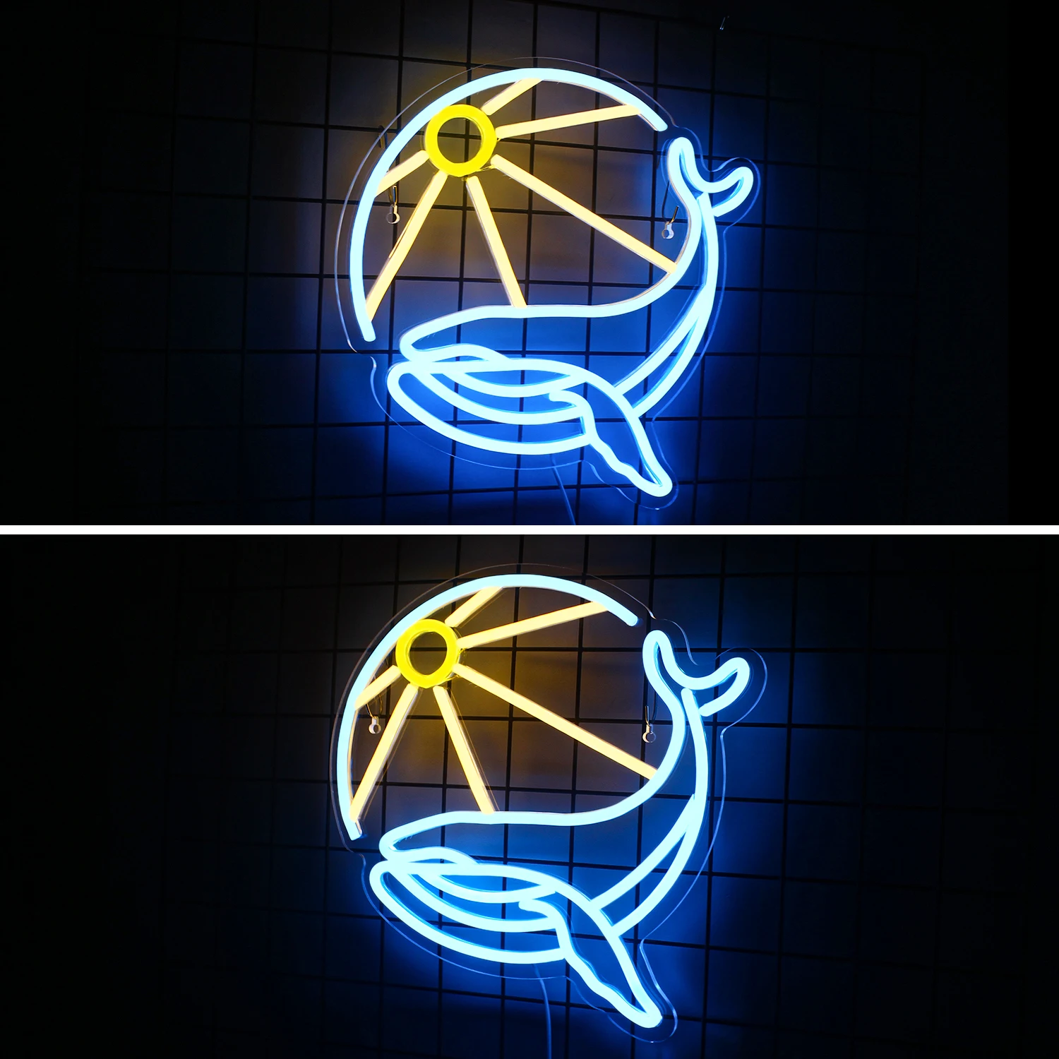 Whale Pattern Neon Light LED Design Neon Sign Night Light Art Decorative Lights Wall Lamp for Room Holiday Lighting Xmas Party