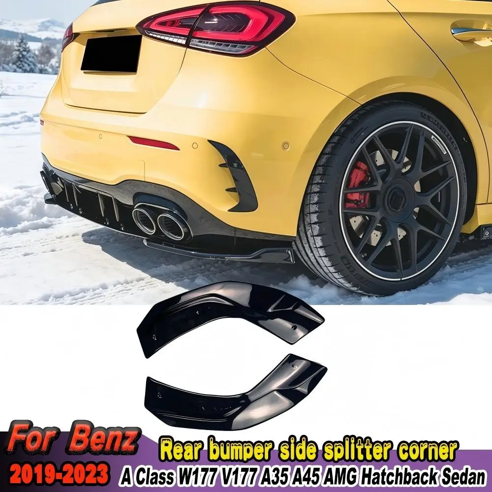 Rear Bumper Diffuser Side Splitter For Mercedes Benz A Class W177 V177 A35 A45 AMG Hatchback Sedan 2019-2022 Diffuser Side Skirt