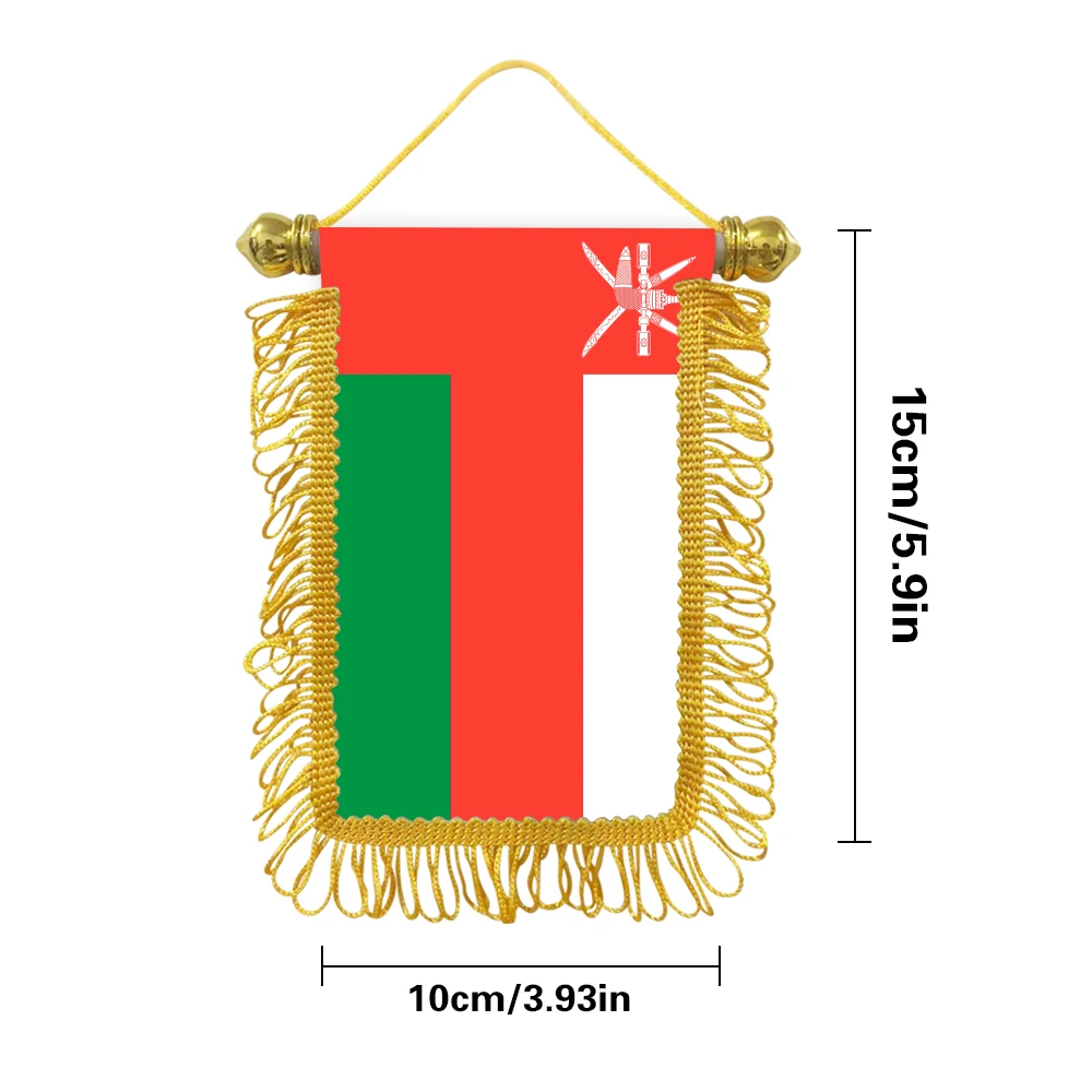 Oman small hanging flag 10x15cm triangular flag car decoration hanging flag double-sided pattern with suction cup