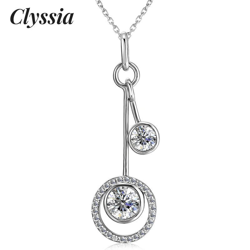 

CLYSSIA 100% цвет D VVS1 муассанит Ожерелье с подвеской красивый бриллиант стерлингового серебра 925 пробы ювелирные изделия подарки с сертификатом GRA