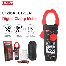 UNI-T Digital Clamp Meter 1000V UT205A+ UT206A+ AC DC Current Pliers Clamps Voltage Tester Ammeter Resistance Temperature Test