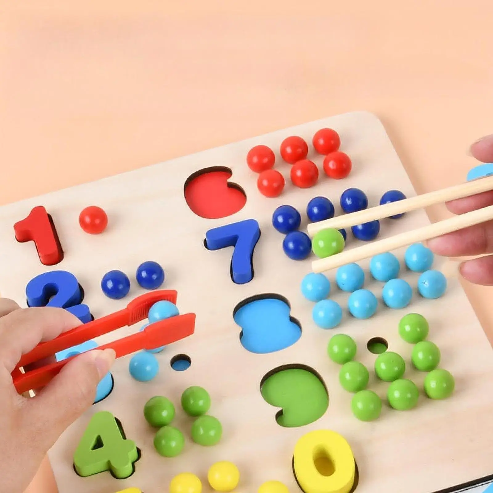 

Children Clip Beads Toys ,Color Sorting Stacking Matching Bead Clipping Math Manipulatives Coordination Counting Matching Games