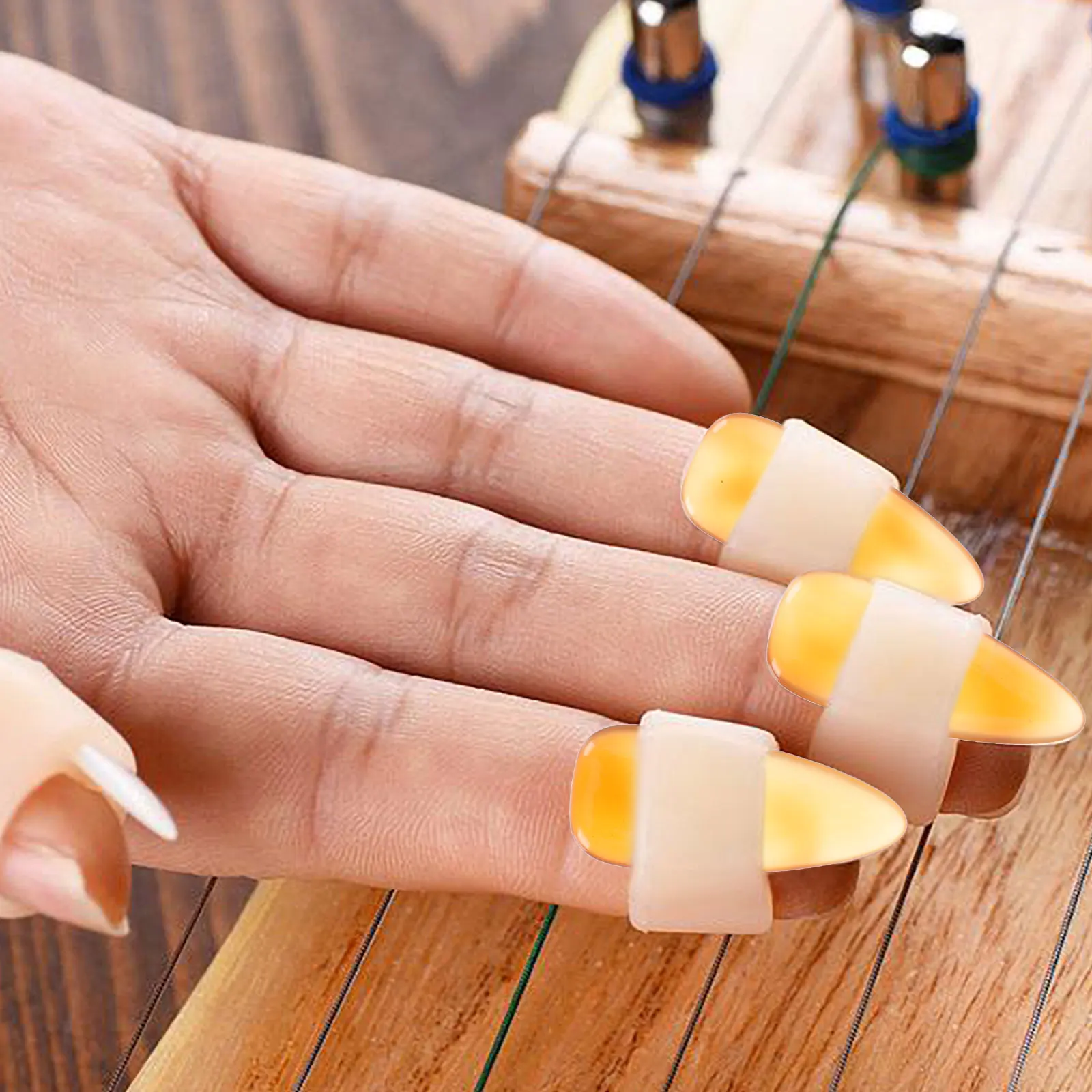 

8pcs Sturdy Durable Guzheng Nails Fake Finger Picks Protective Covers Child Thumb Tips Accessories Practice Tools