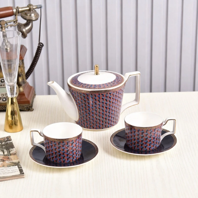 Byzantine Collection Simple Home Bone China Afternoon Teapot Set High End Coffee Flower Tea Cups With Saucers Full Set