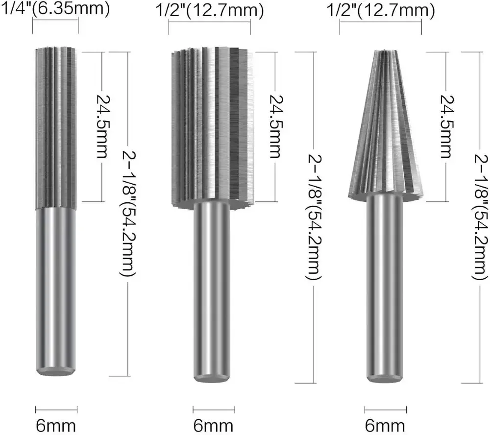 Prodrills 6pcs Carbide Cutter Rotary Burr Set CNC Engraving Bit Rotary File Bur Grinding For Dremel Rotary Tools