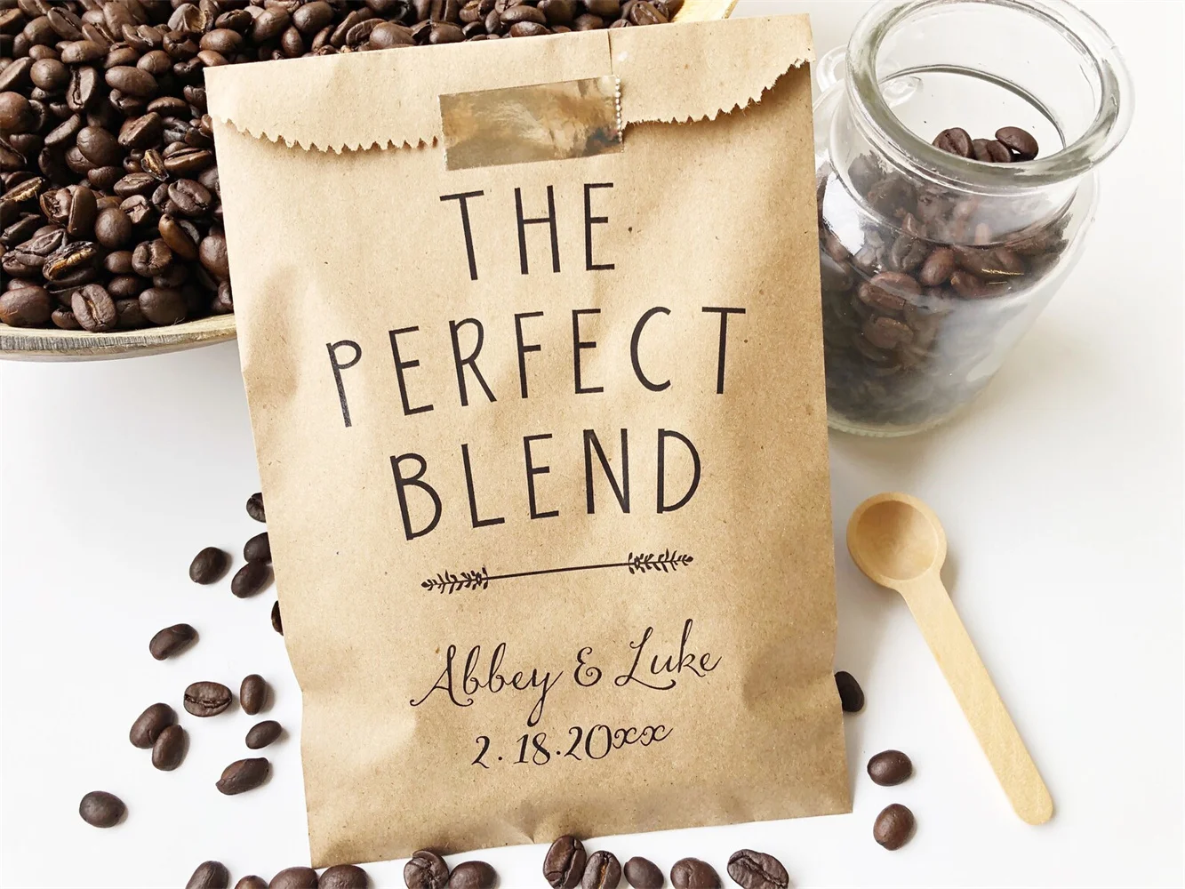 50 The Perfect Blend Coffee Wedding Favor Bags, Bridal Shower Favors, Coffee Favor Bags, Coffee Bar Bags, Personalized Wedding