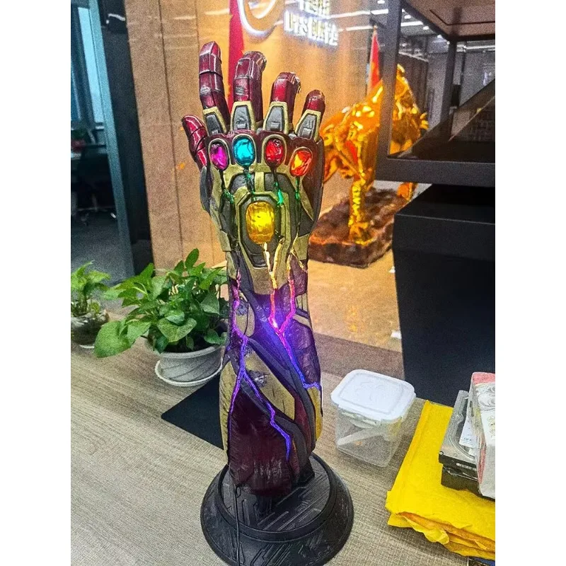 60cm Marvel Statue Iron Man Mk85 Luminescent Nano Infinity Glove Model Gk Decoration Action Figures Birthday Gifts Toys