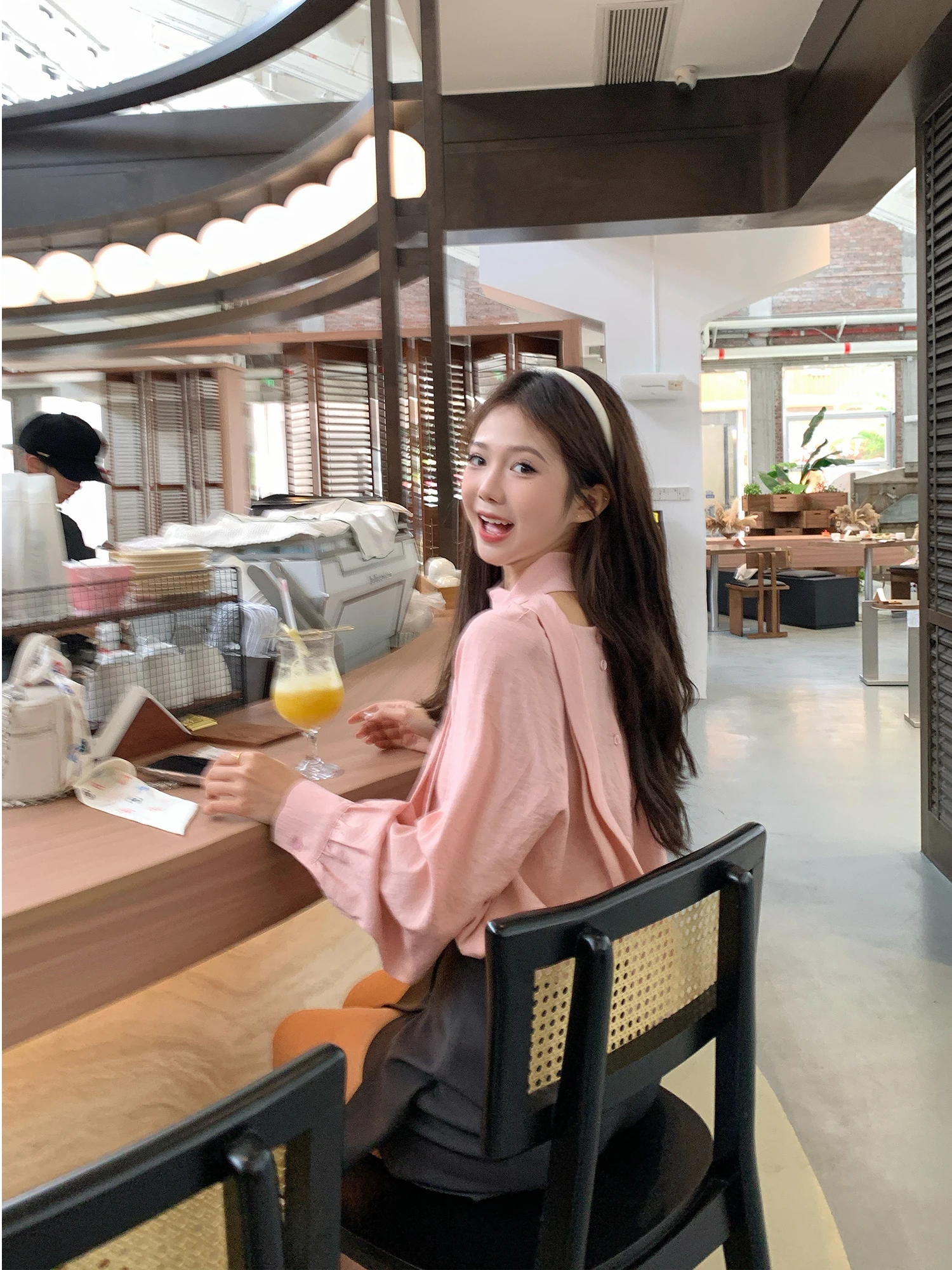 

Женская блузка с длинным рукавом Ele Long Sleeve с нежным розовым узором, повседневная, свободного кроя, из весенней коллекции