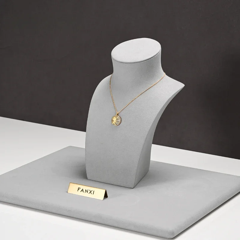 Espositore per gioielli di lusso leggero in microfibra grigia Espositore per gioielli Espositore per gioielli con bracciale ad anello per collana