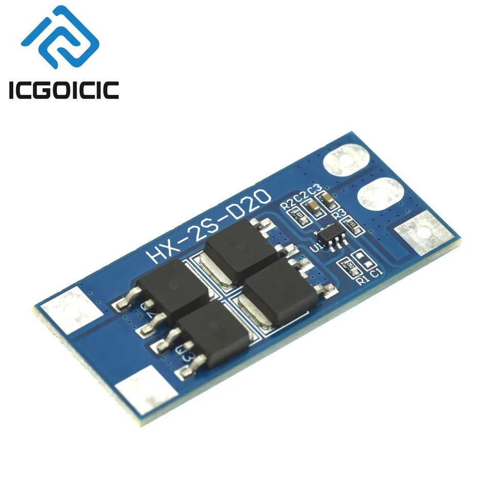 1-20PCS 2S 10A BMS Protection Board for 18650 Li-ion – Cell Balancing, Overcharge/Overdischarge Protection, 8.4V Max