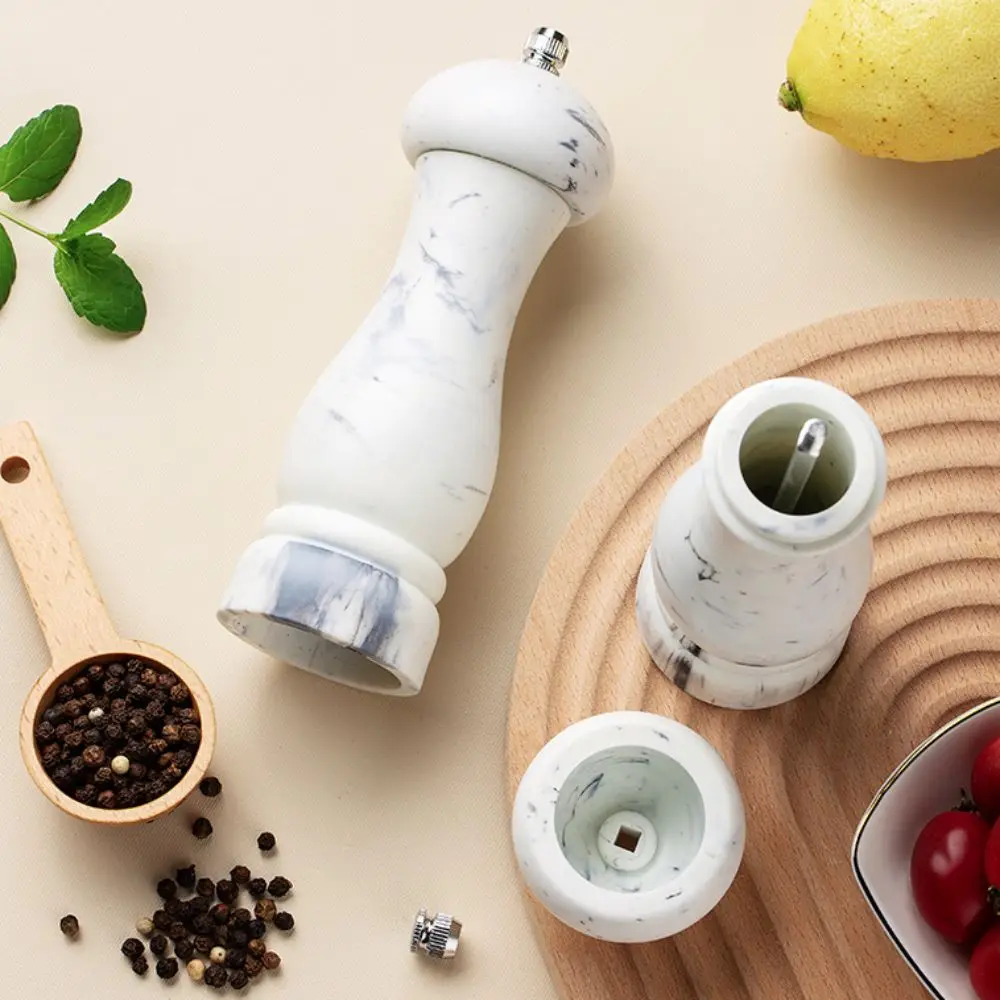 

2pcs Manual Marbled Salt Pepper Grinder Adjustable Particle Size 6 Inch Salt Pepper Mill Ceramic Grinding Core Refillable