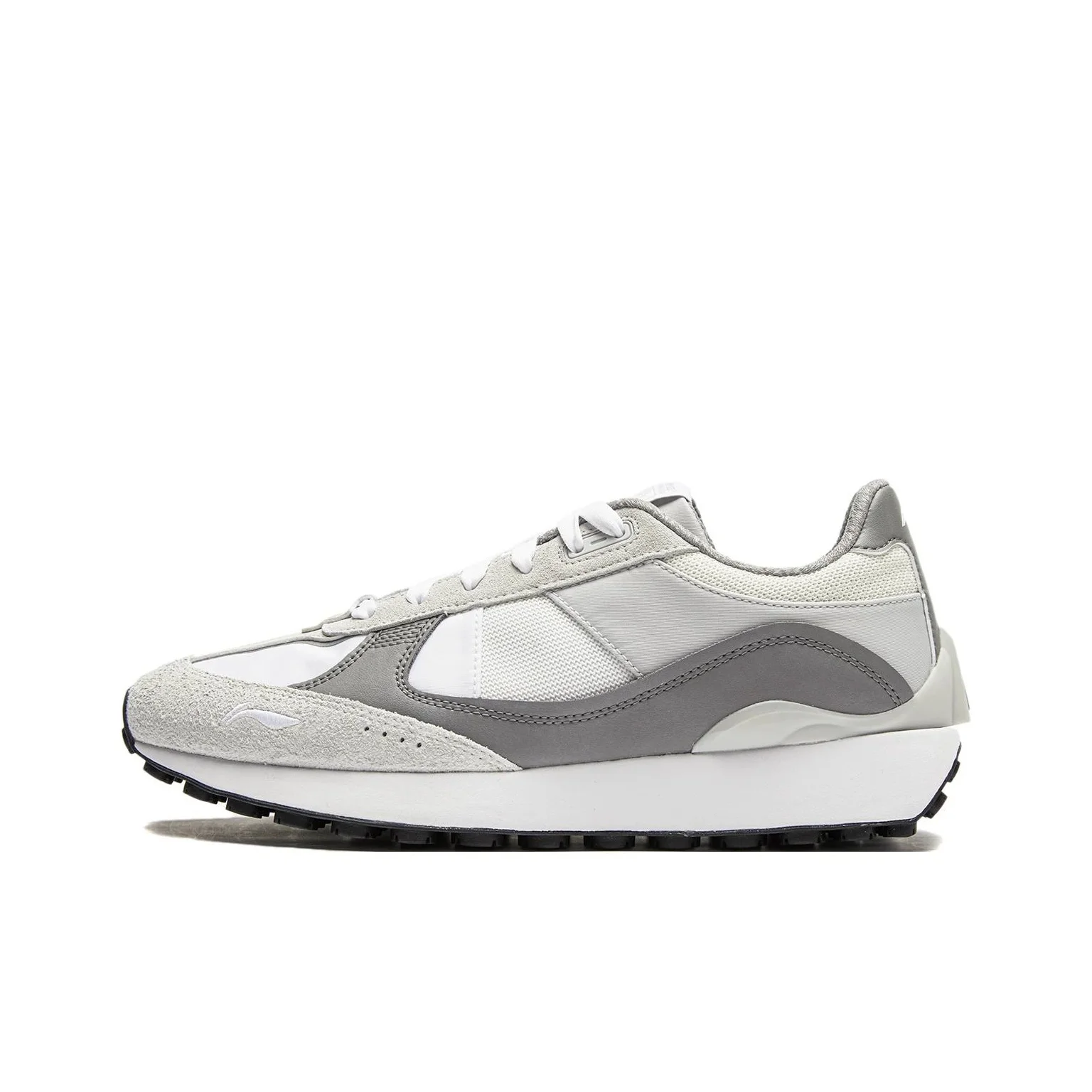 Li Ning Sports Life Collection 70s Heritage Cushioning Slip Resistant Low top Casual Shoes Men's White Gray AGCU177-3