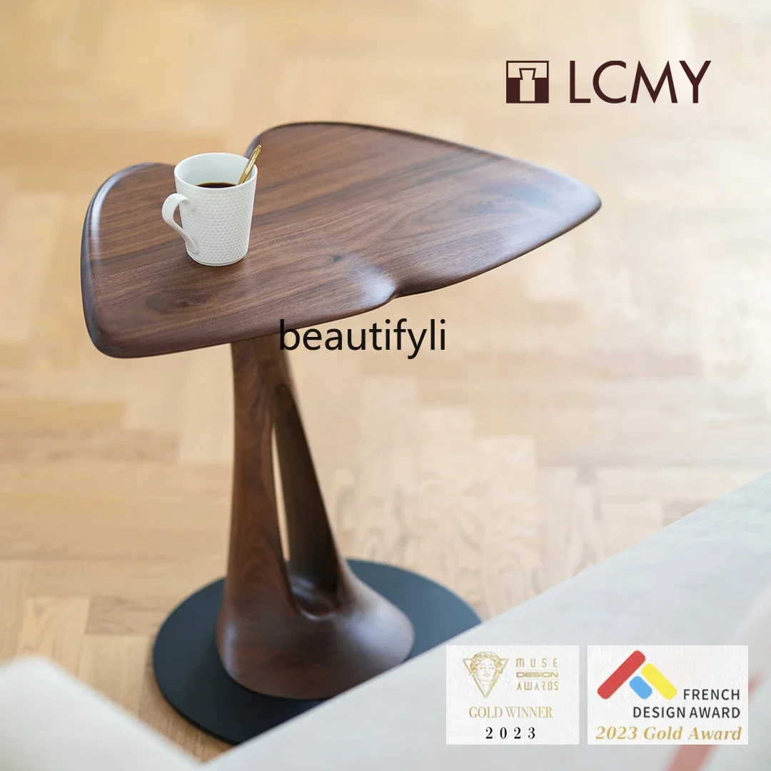 Original black walnut sofa bed corner few storage log tenon and mortise light luxury modern Lanchun Wood Industry