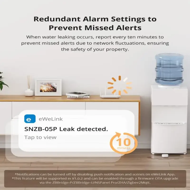 SONOFF SNZB-05P Zigbee Sensore di perdite d'acqua Perdite Rilevamento gocciolamento APP Avvisi in tempo reale Notifiche multiple Supporto esteso