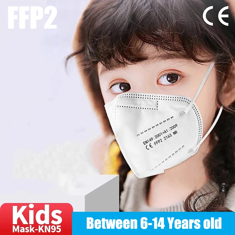 100pcs Kids FFP2 Masks CE Approved Child KN95 Mascarillas FPP2 5Layer Security Protection Mask Kids Face Masque Color FFP2 NR
