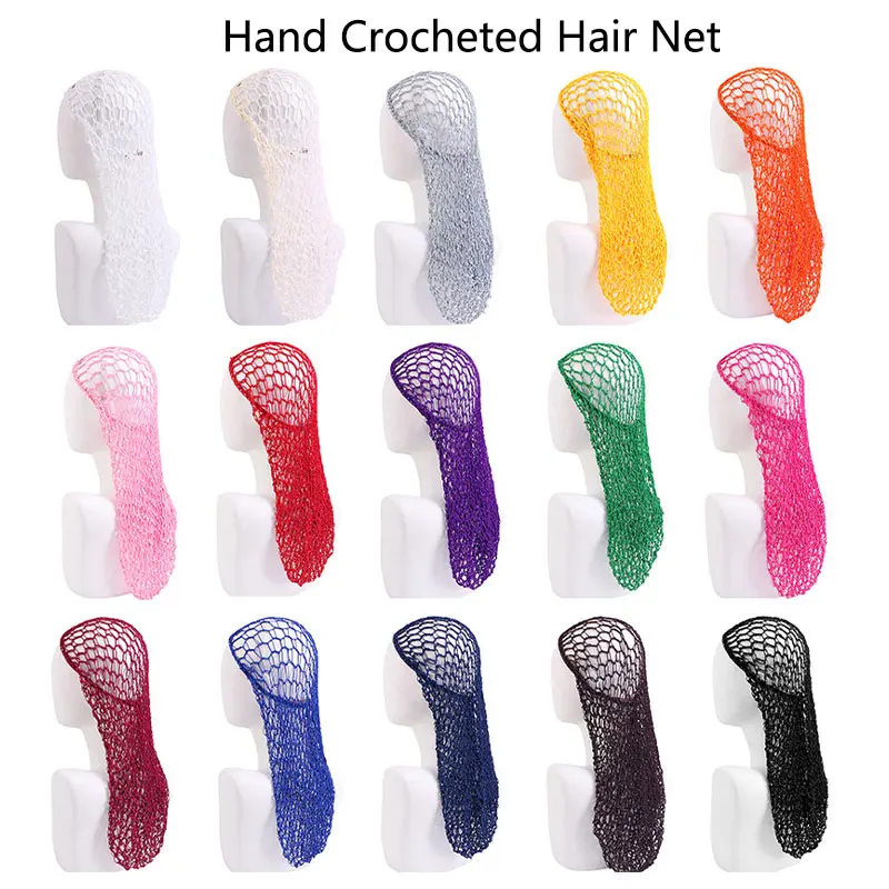 Women Hand Crochet Hair Woven Hair Net Hair Cap Wig Protective Hair Care Sleeping Cap Mesh Pocket