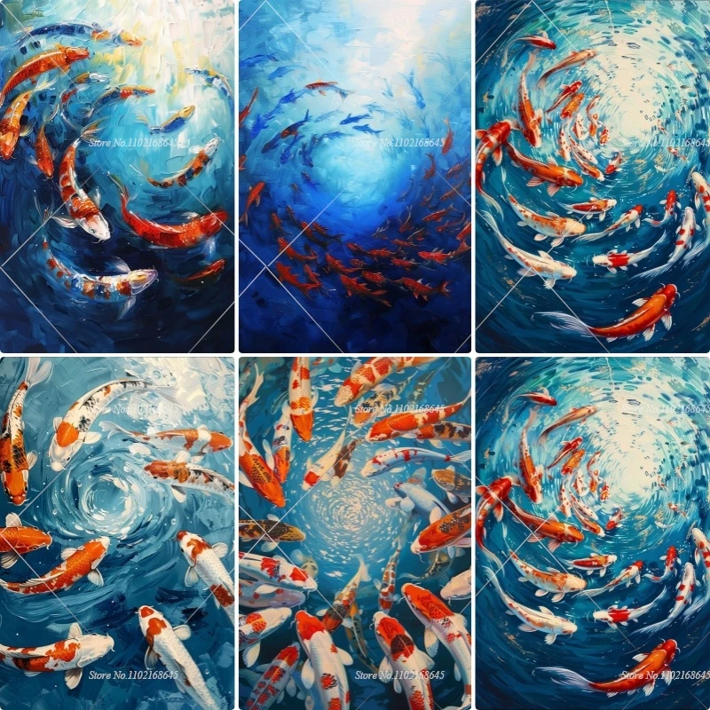 DIY 5d Crystal Diamond Painting New Arrivals Carp In Deep Sea Mosaic Fish Cross Stitch Full Rhinestones Arts And Crafts Gift