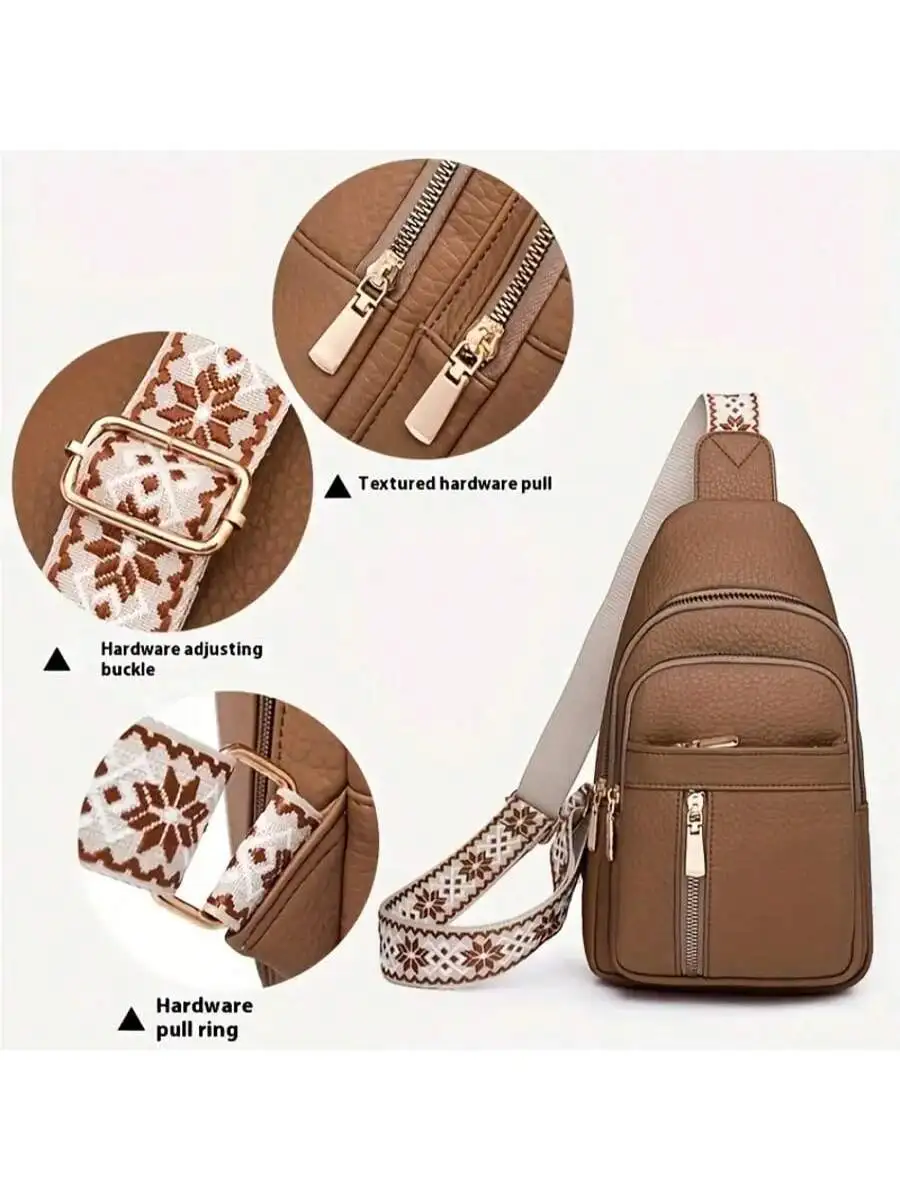 

Womens PU Crossbody Bag With Adjustable Strap And Multi Pockets